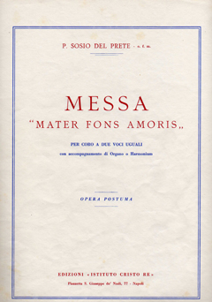 La copertina dello spartito 'Mater fons Amoris'